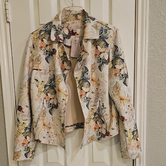 Philosophy Jackets & Blazers - NWT Philosophy Republic Artistic Watercolor Floral Faux Suede Open Jacket Large
